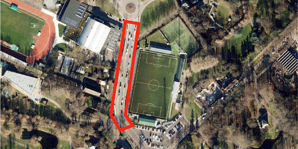 Luchtfoto Terlindenhofstraat, tussen Speelpleinstraat en rotonde